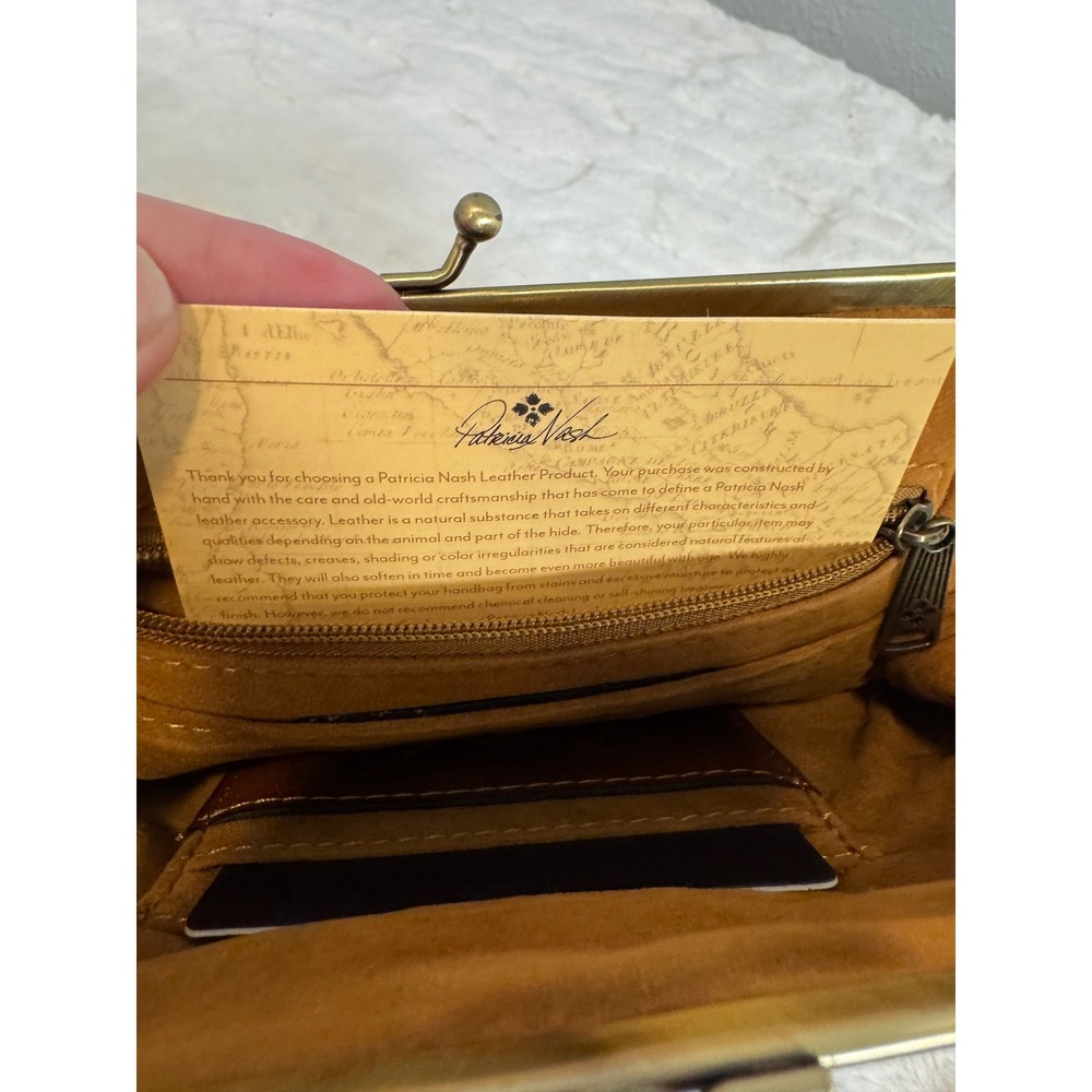 Patricia Nash Embossed Brown Leather Wristlet Clutch - Picture 9 of 9